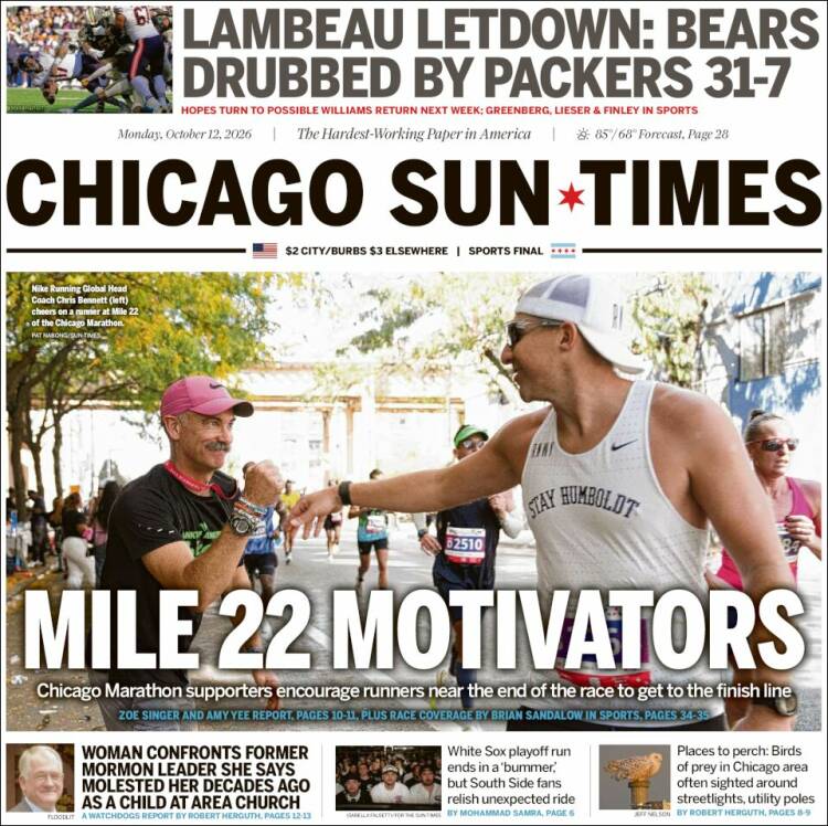 Portada de Chicago Sun-Times (USA)
