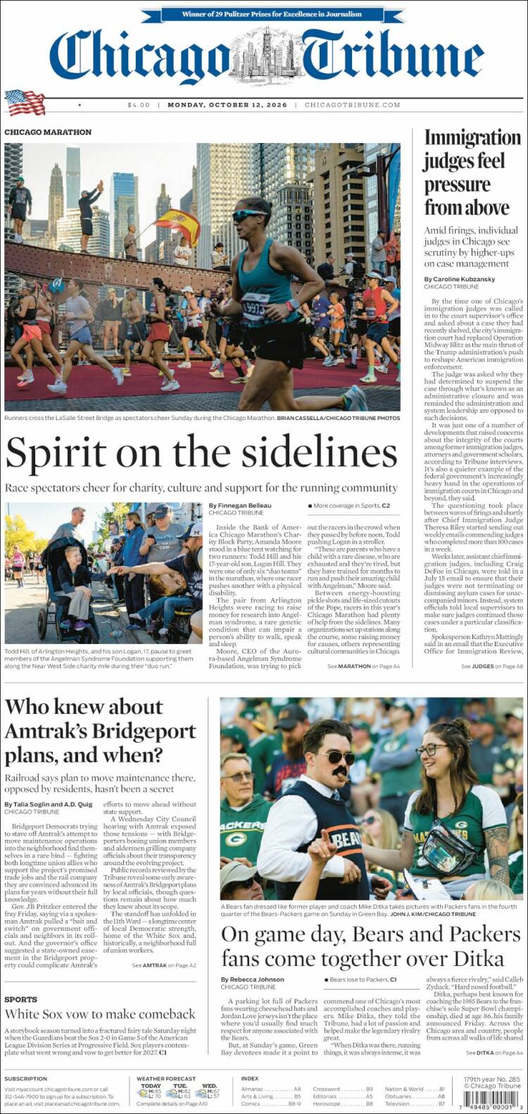 Portada de Chicago Tribune (USA)