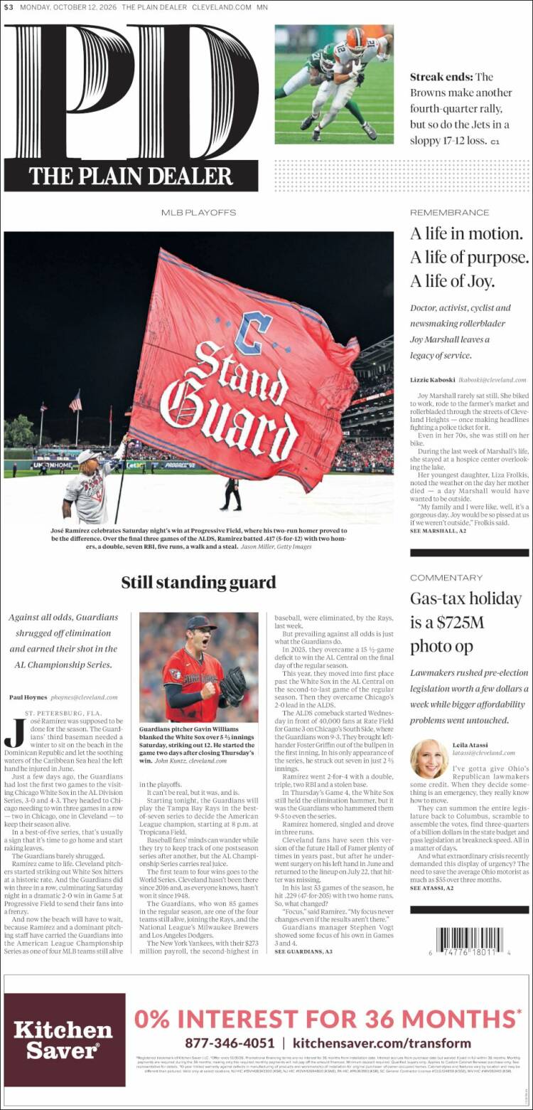 Portada de The Plain Dealer (USA)