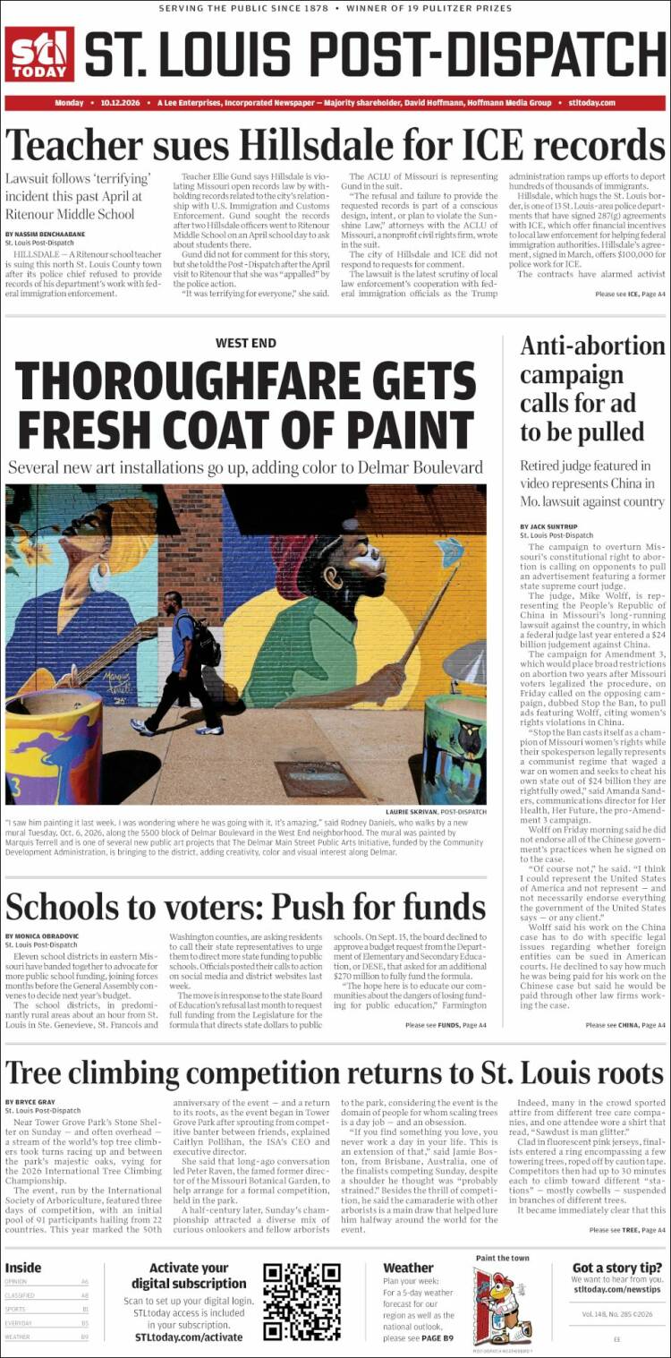 Portada de St. Louis Post-Dispatch (USA)