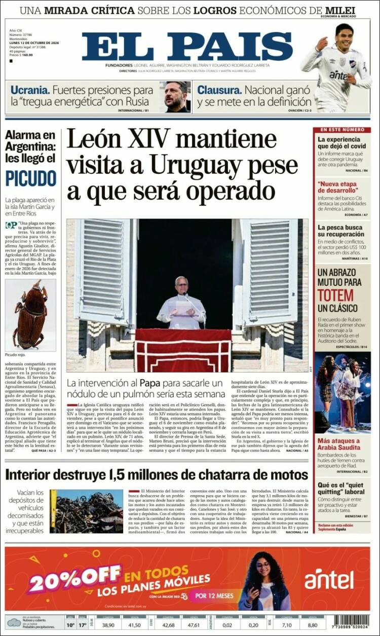 Portada de El País (Uruguay)