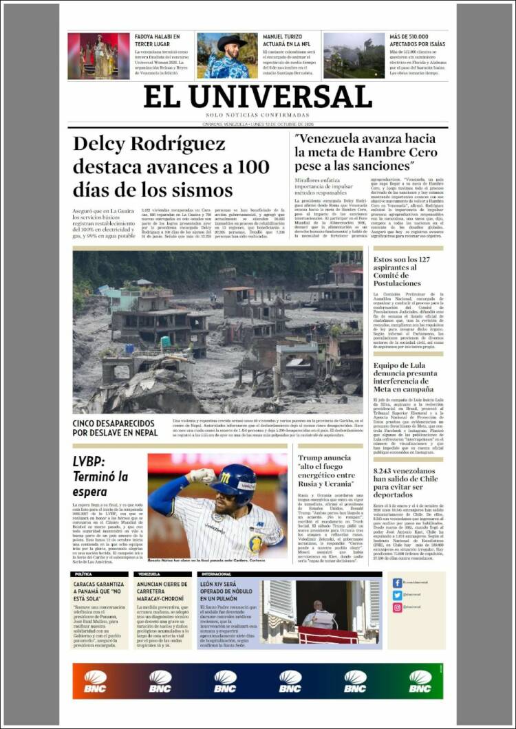 Portada de Universal (Venezuela)
