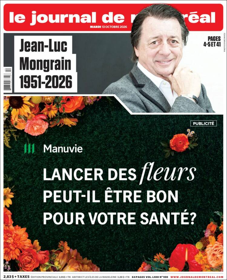 Portada de Le Journal de Montréal (Canad&aacute;)