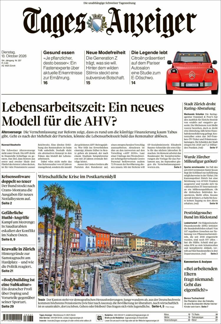 Portada de Tages-Anzeiger (Switzerland)