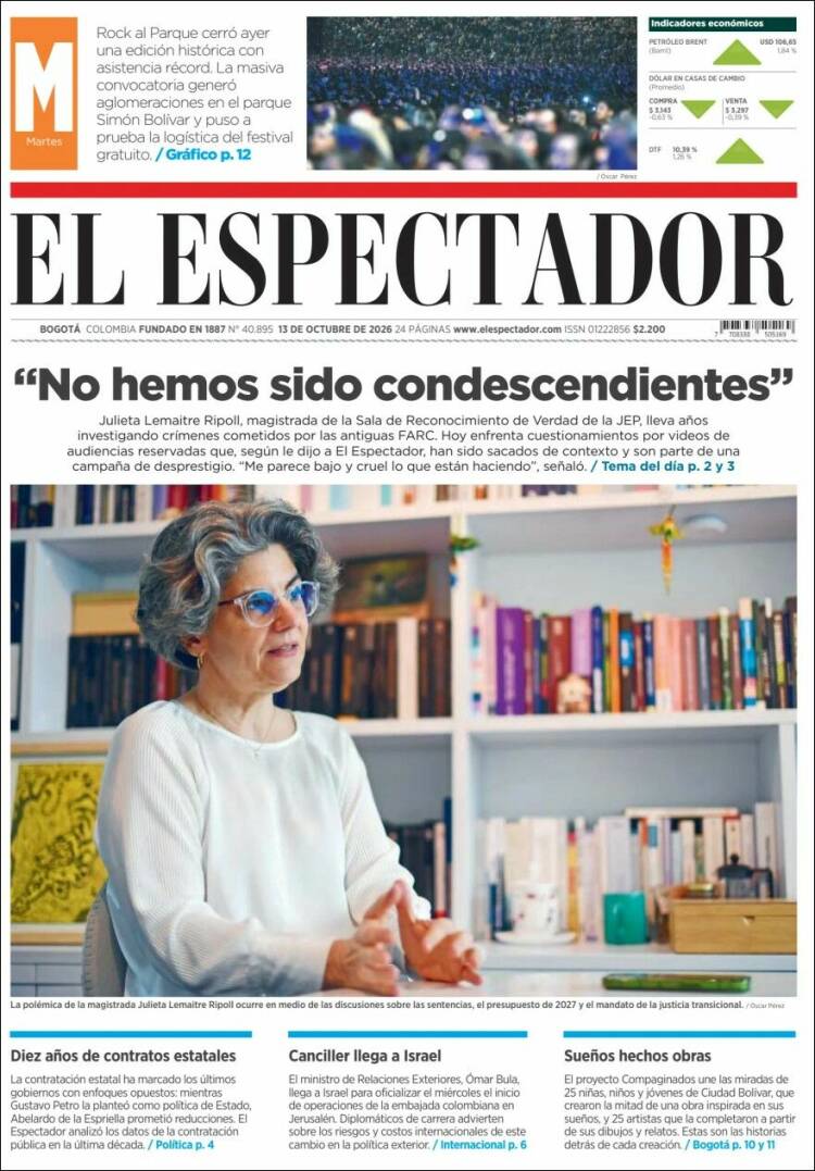 Portada de El Espectador (Colombia)