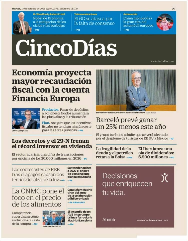 Portada de Cinco Días (Espa&ntilde;a)