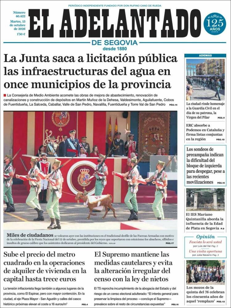 Portada de El Adelantado de Segovia (Espa&ntilde;a)