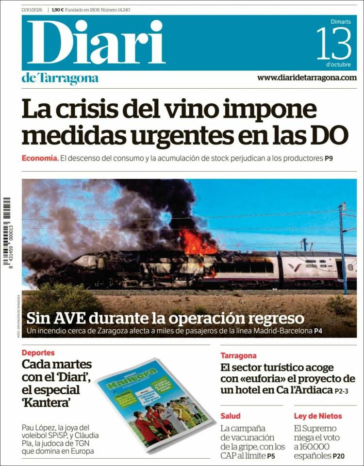Portada de Diari de Tarragona (Espa&ntilde;a)