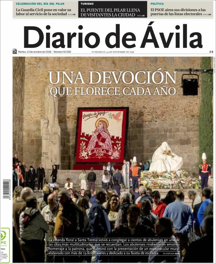 Portada de Diario de Ávila (Espa&ntilde;a)