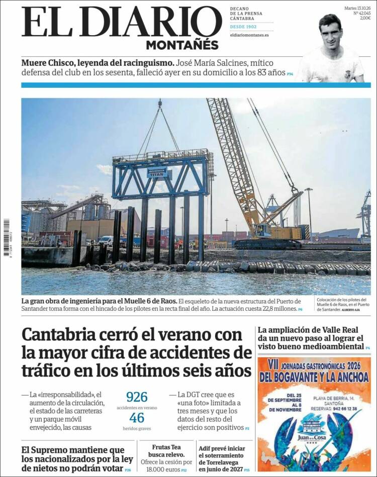 Portada de El Diario Montañés (Espa&ntilde;a)