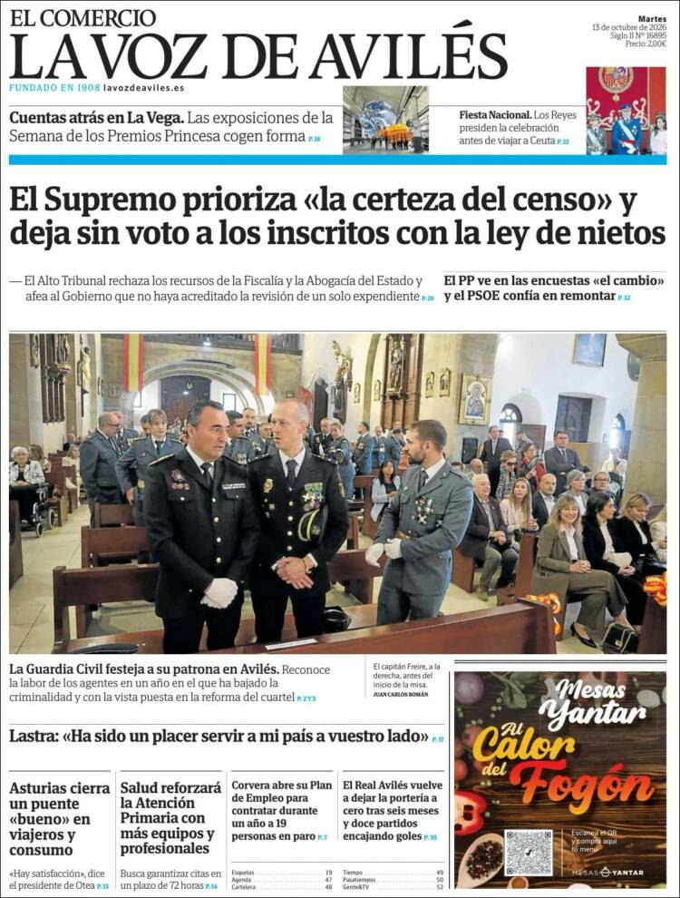 Portada de El Comercio - Avilés (Espa&ntilde;a)