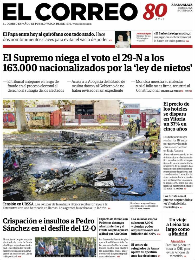 Portada de El Correo - Álava (Spain)