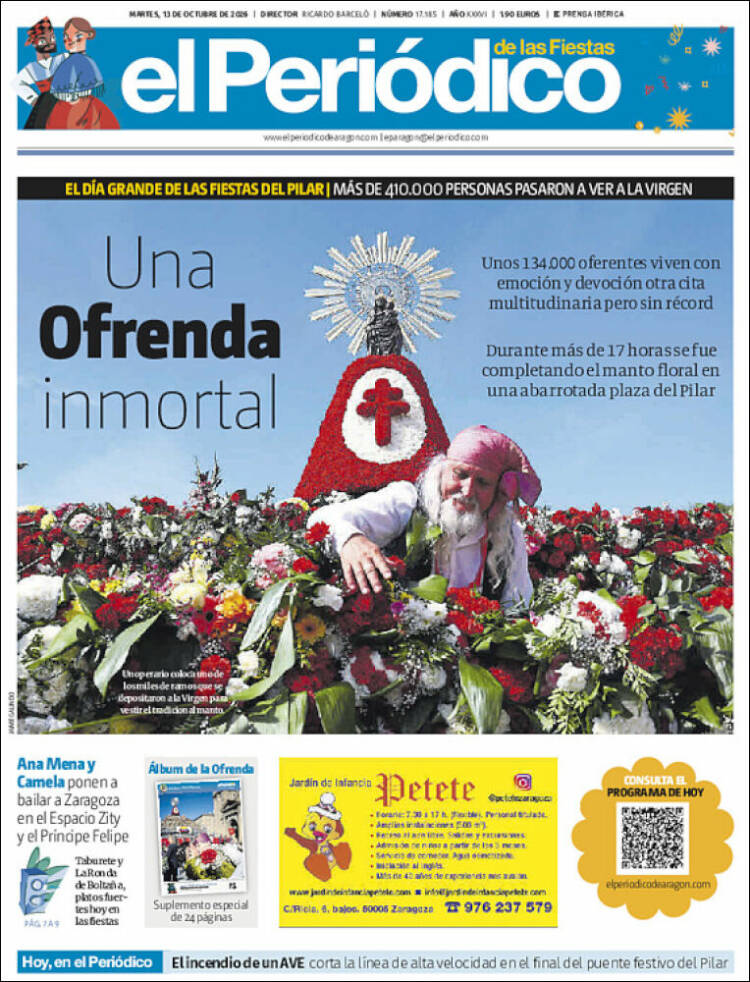 Portada de El Periódico de Aragón (Espa&ntilde;a)