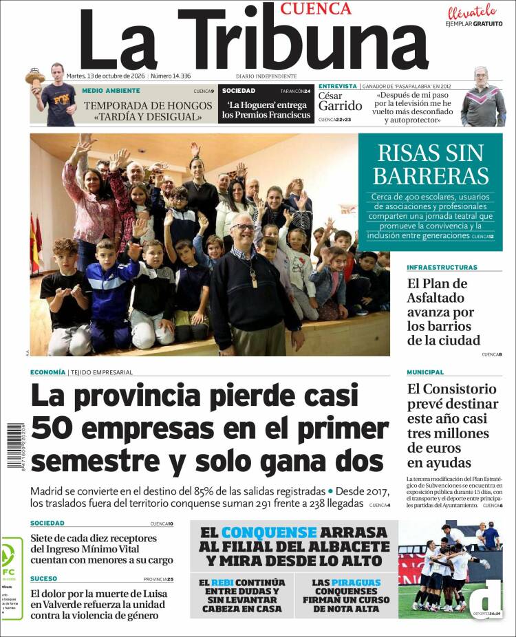 Portada de La Tribuna de Cuenca (Espa&ntilde;a)