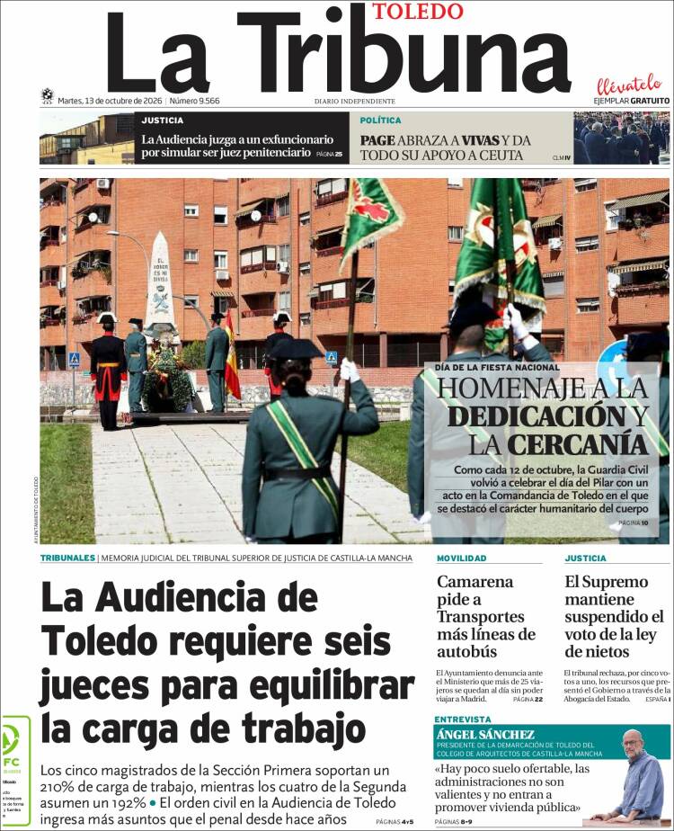Portada de La Tribuna de Toledo (Espa&ntilde;a)