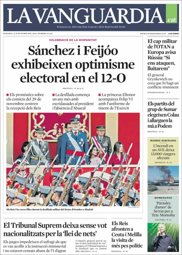 Portada de La Vanguardia (Spain)