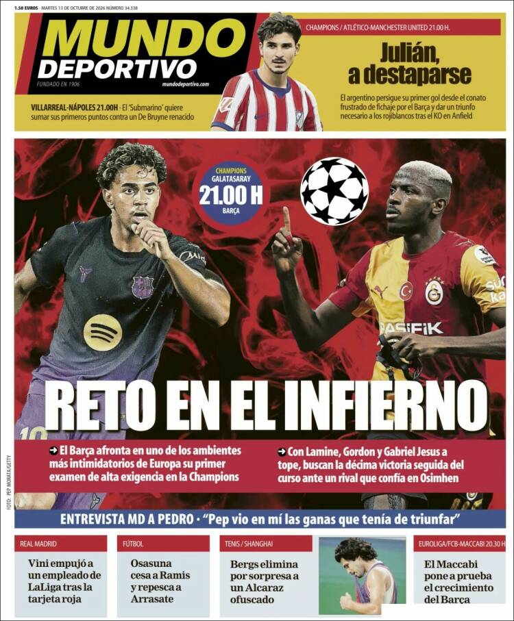 Portada del periódico Mundo Deportivo del 13/10/2026
