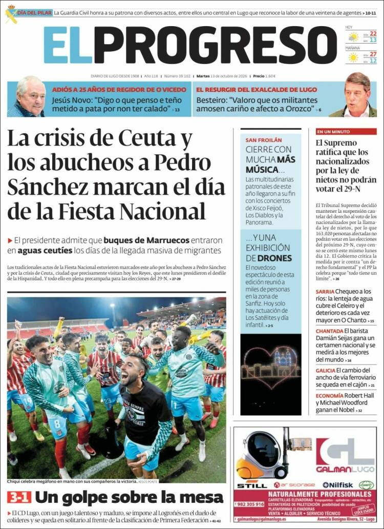 Portada de El Progreso (Espa&ntilde;a)