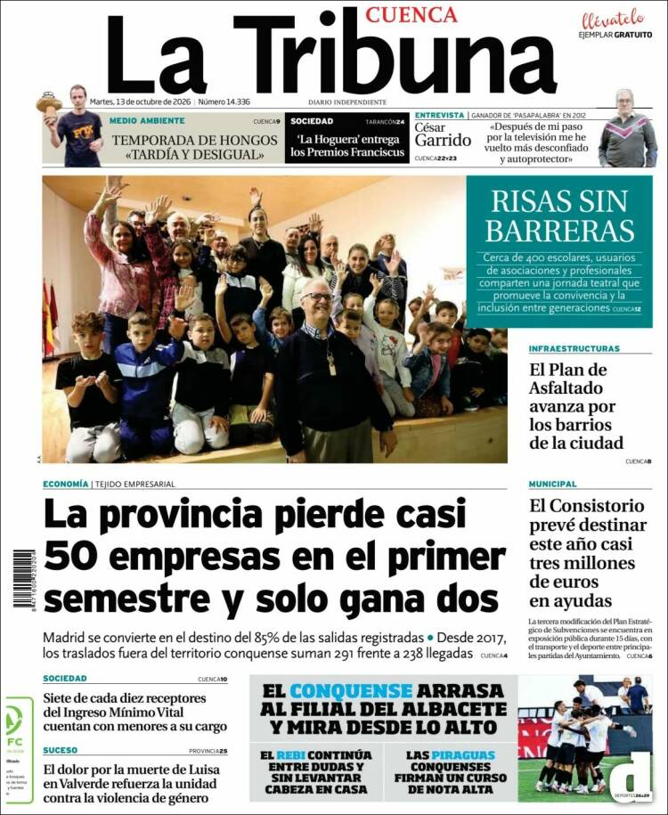 Portada de La Tribuna de Cuenca (Espa&ntilde;a)