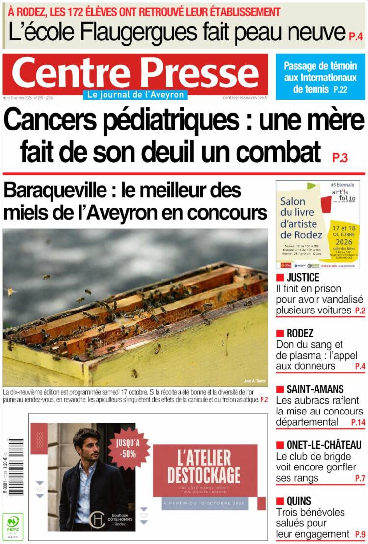 Portada de Centre Presse (Francia)