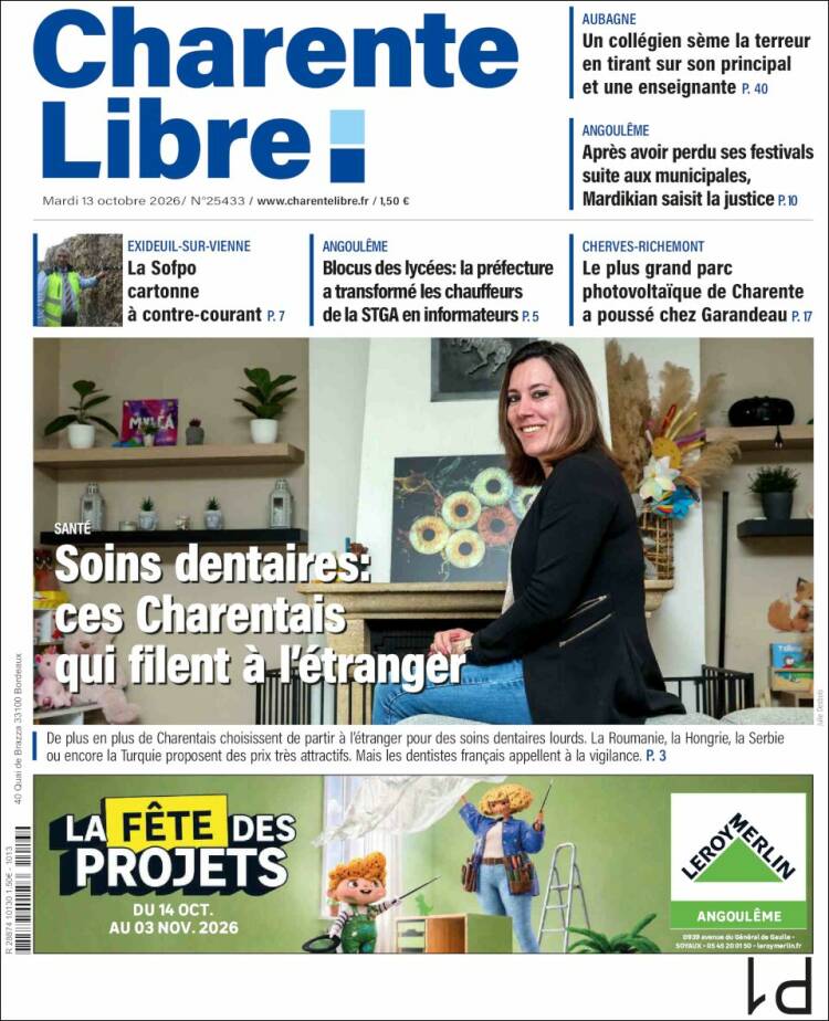 Portada de Charente Libre (Francia)