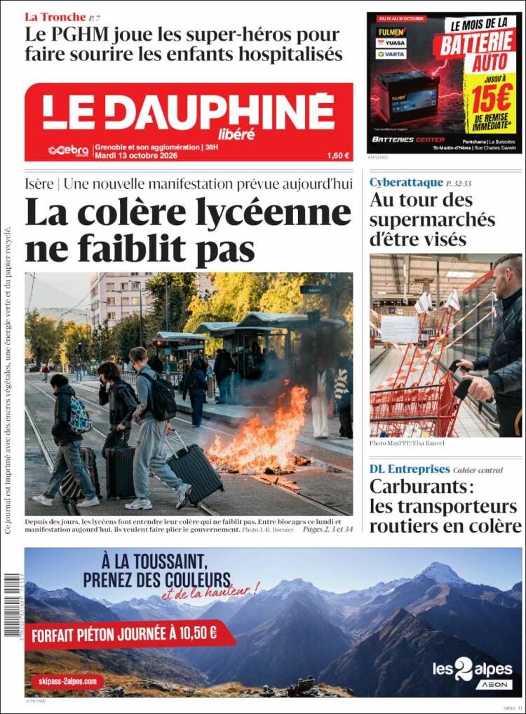 Portada de Le Dauphiné Libéré (Francia)