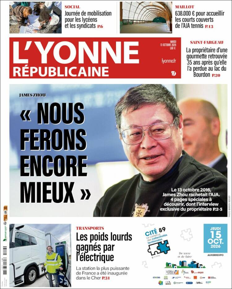 Portada de L'Yonne-Républicaine (Francia)