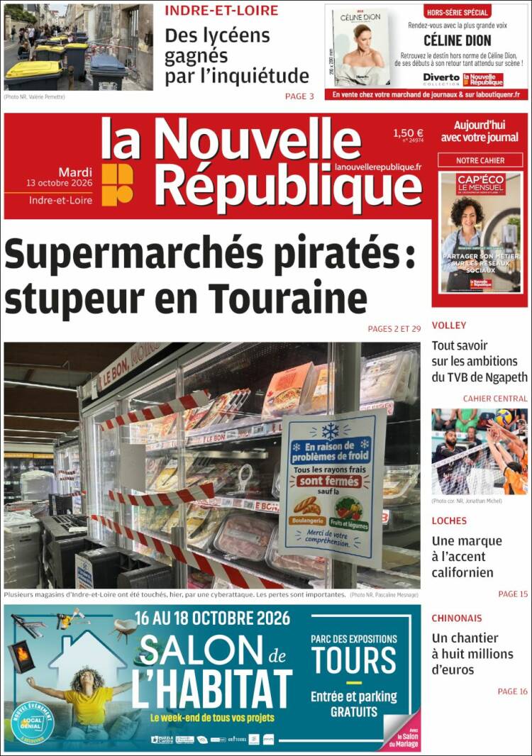 Portada de La Nouvelle Republique (Francia)