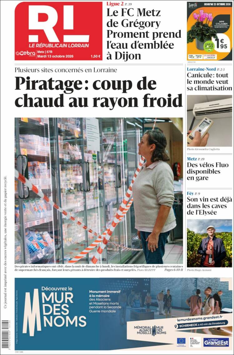 Portada de Le Republicain Lorrain (Francia)