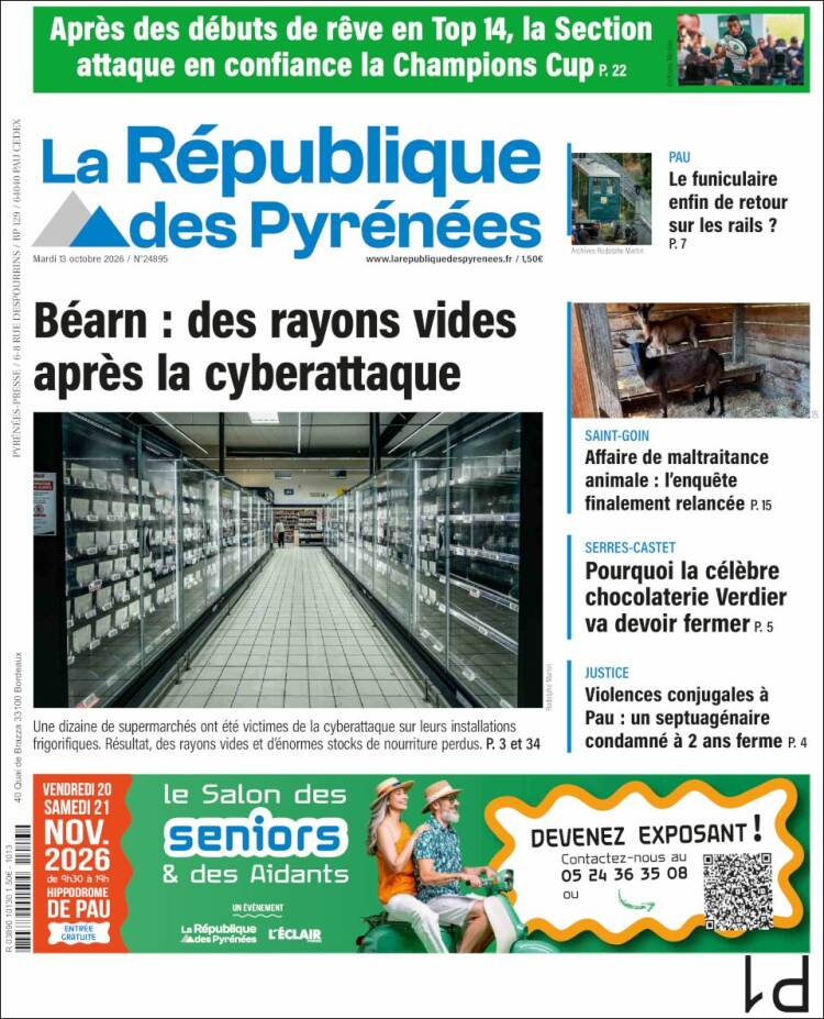 Portada de La République des Pyrénées (Francia)