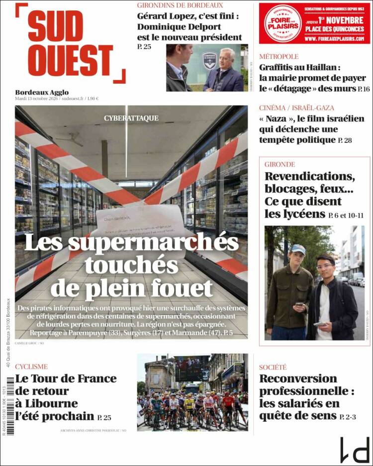 Portada de Sud Ouest (Francia)