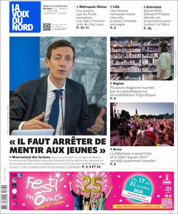 Portada de La Voix du Nord (France)