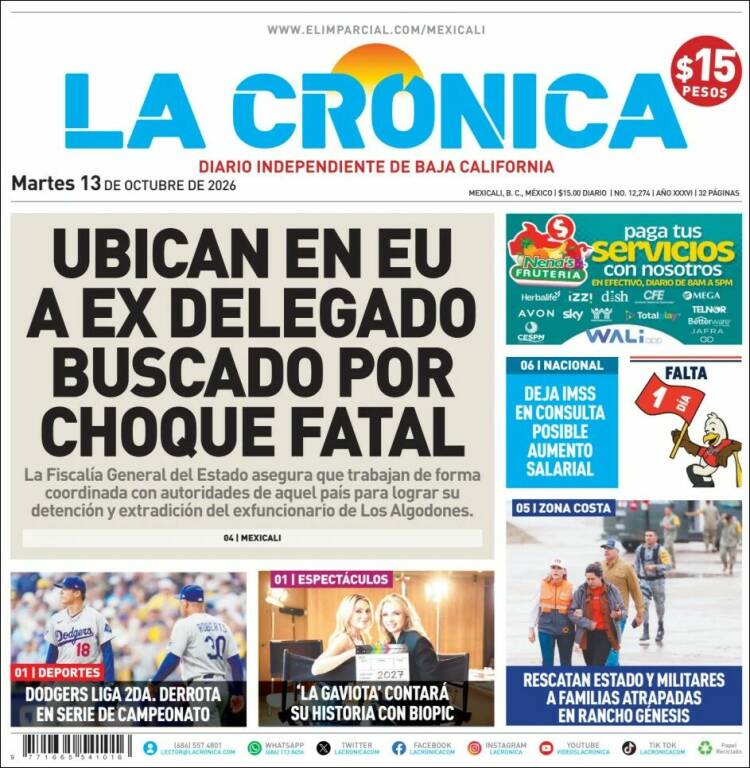Portada de La Crónica de Baja California (Mexico)