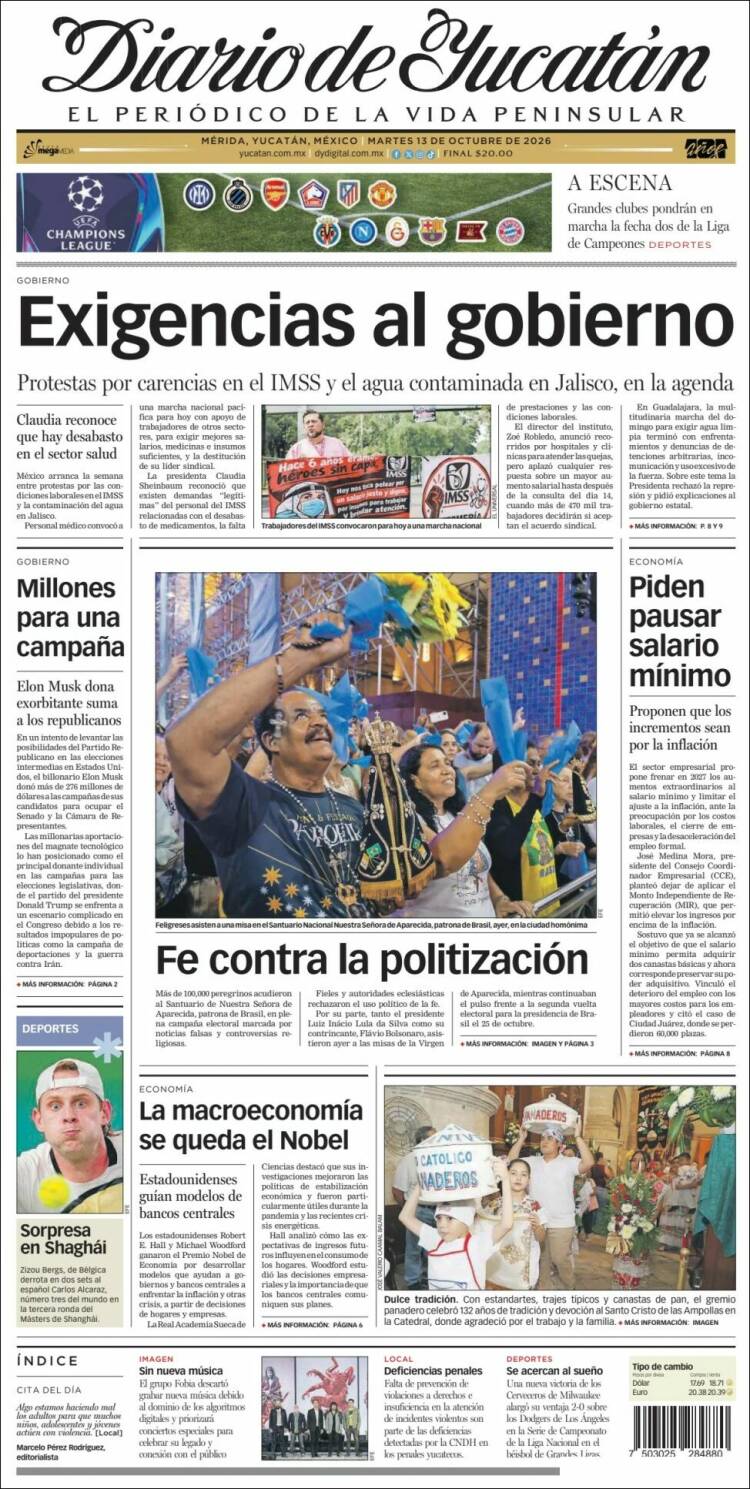 Portada de Diario de Yucatán (Mexico)