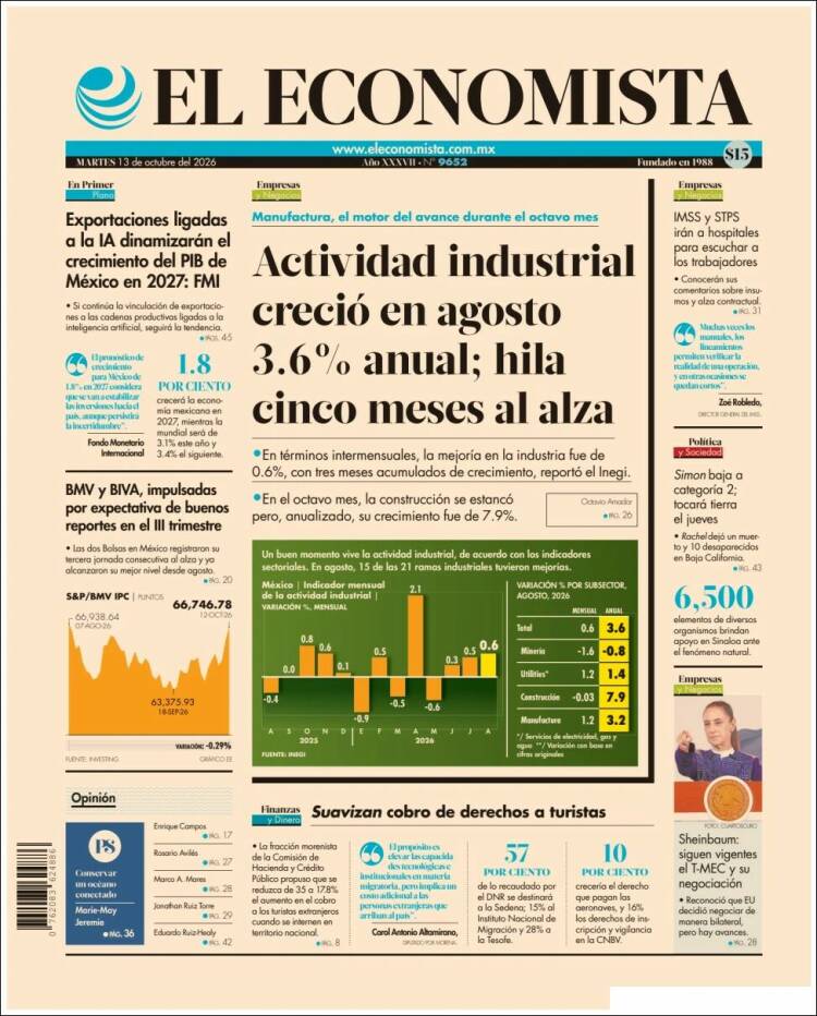 Portada de El Economista (M&eacute;xico)