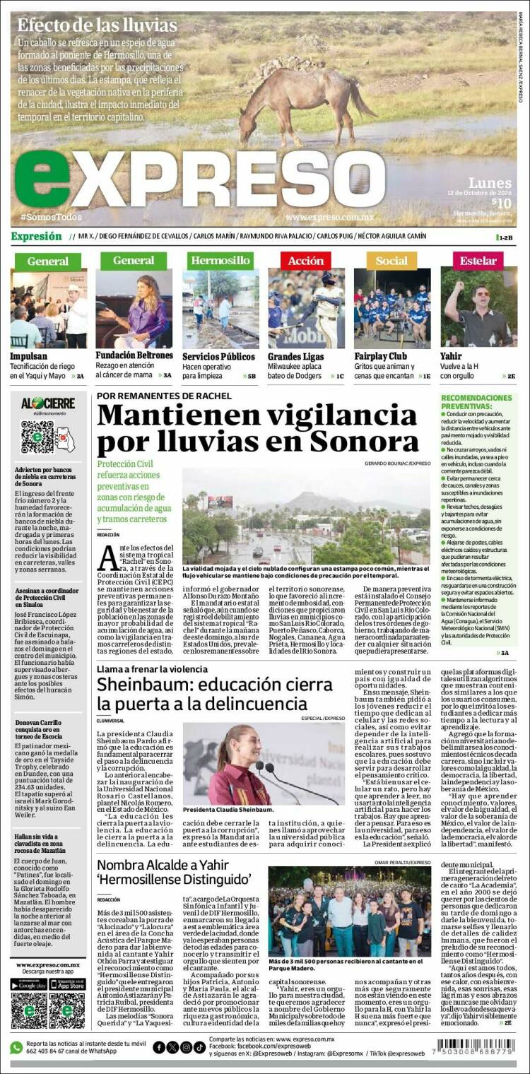 Portada de Expreso (M&eacute;xico)