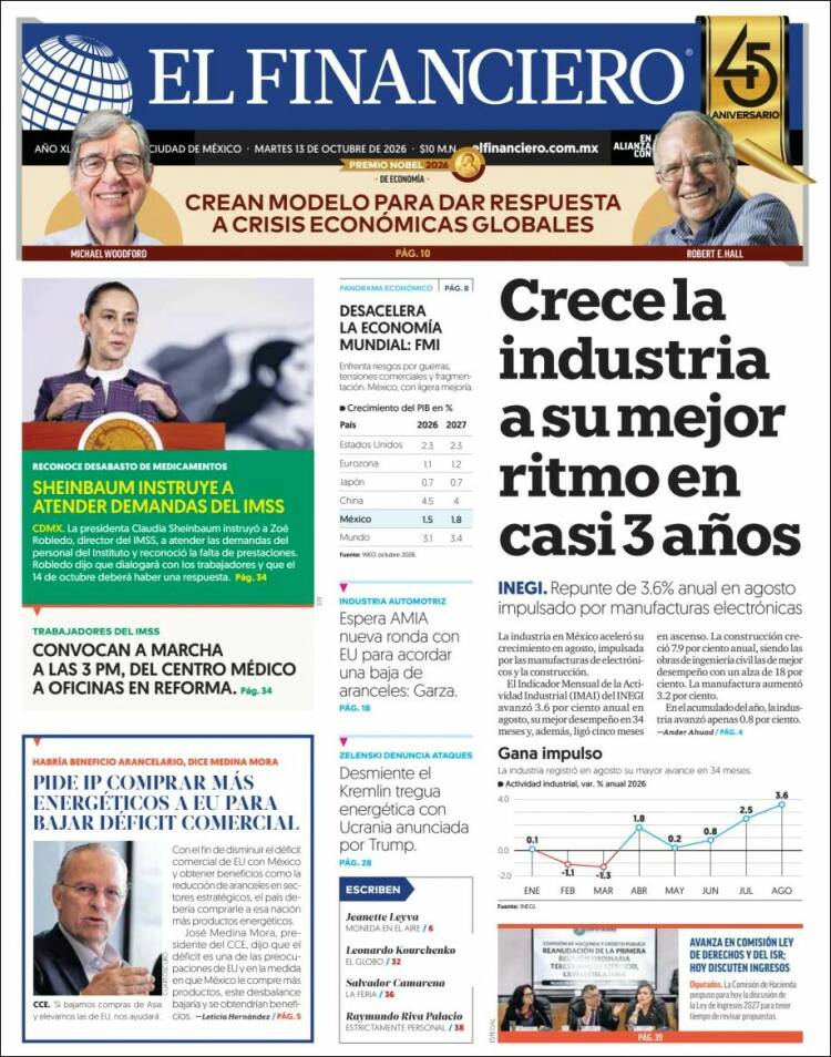 Portada de El Financiero (M&eacute;xico)