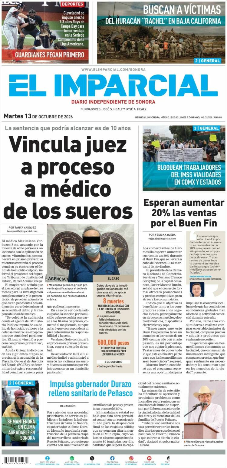 Portada de El Imparcial (M&eacute;xico)