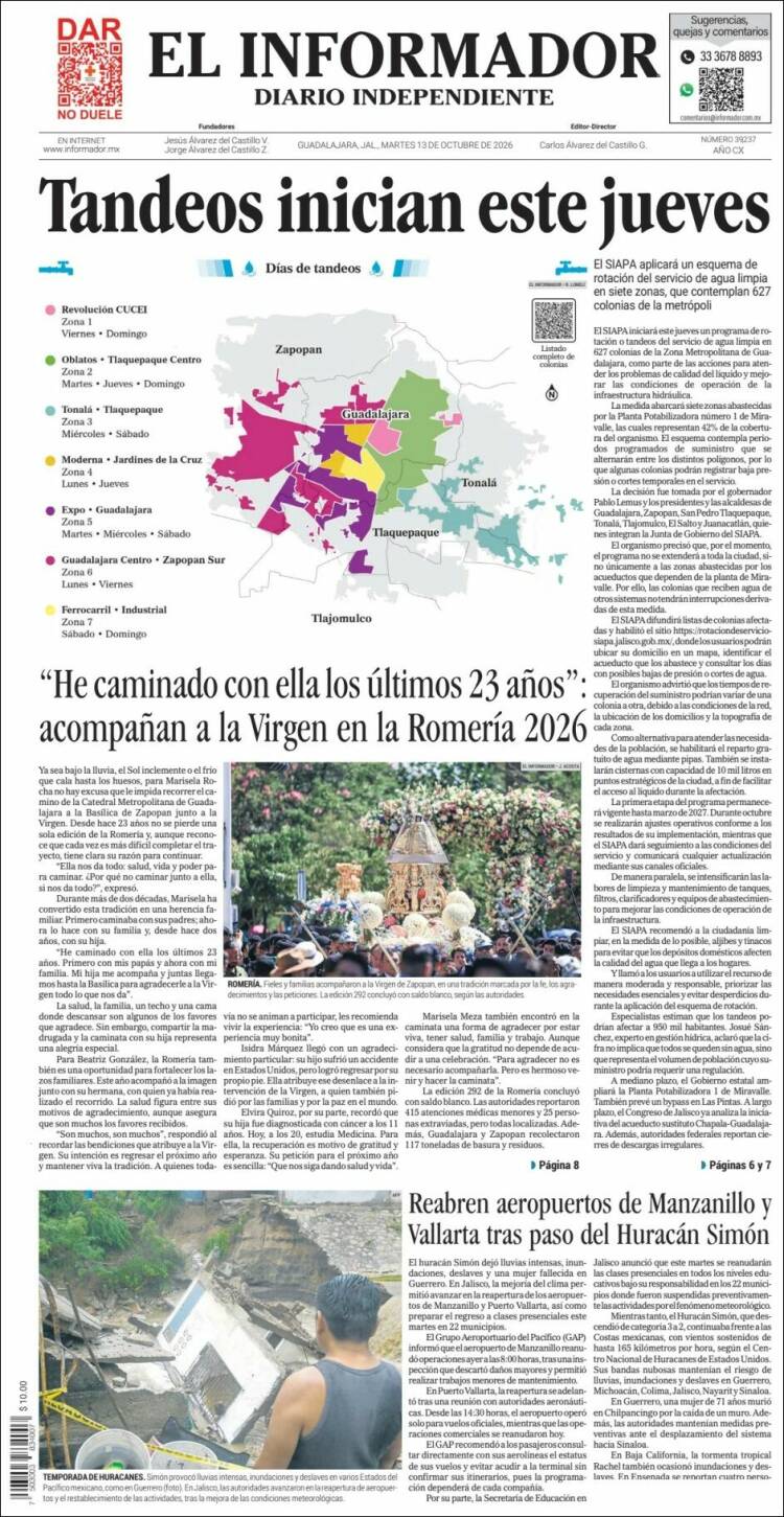 Portada de El Informador (M&eacute;xico)