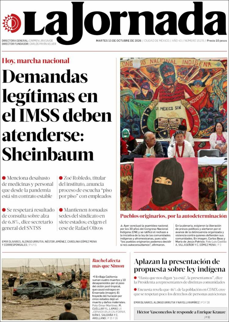 Portada de La Jornada (M&eacute;xico)