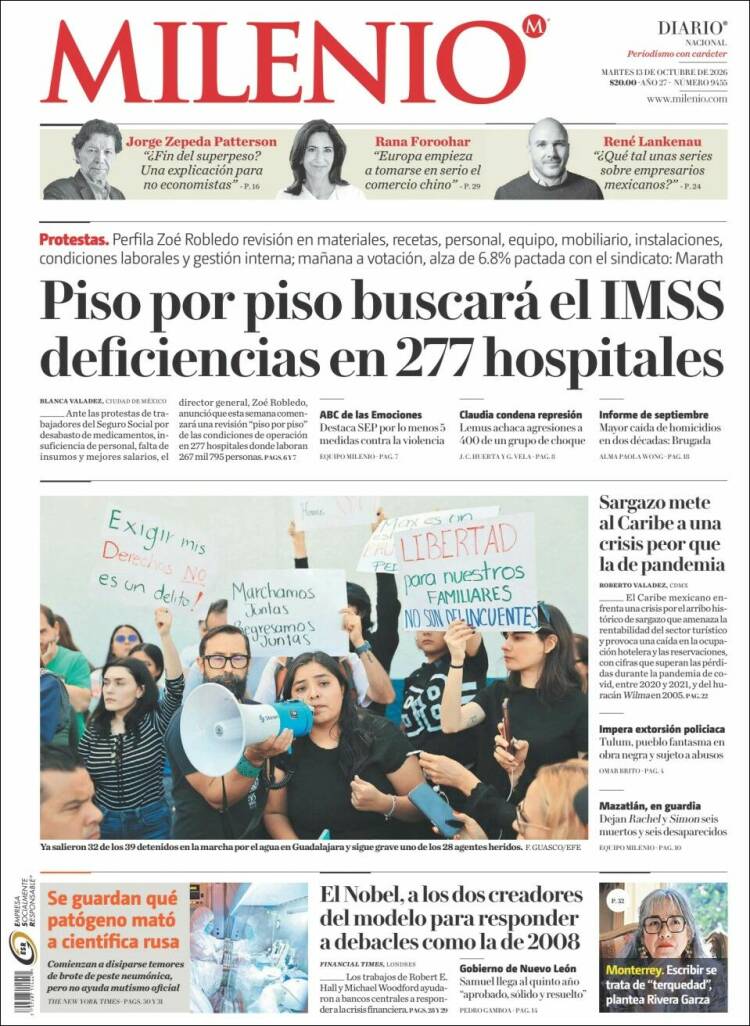 Portada de Milenio (M&eacute;xico)