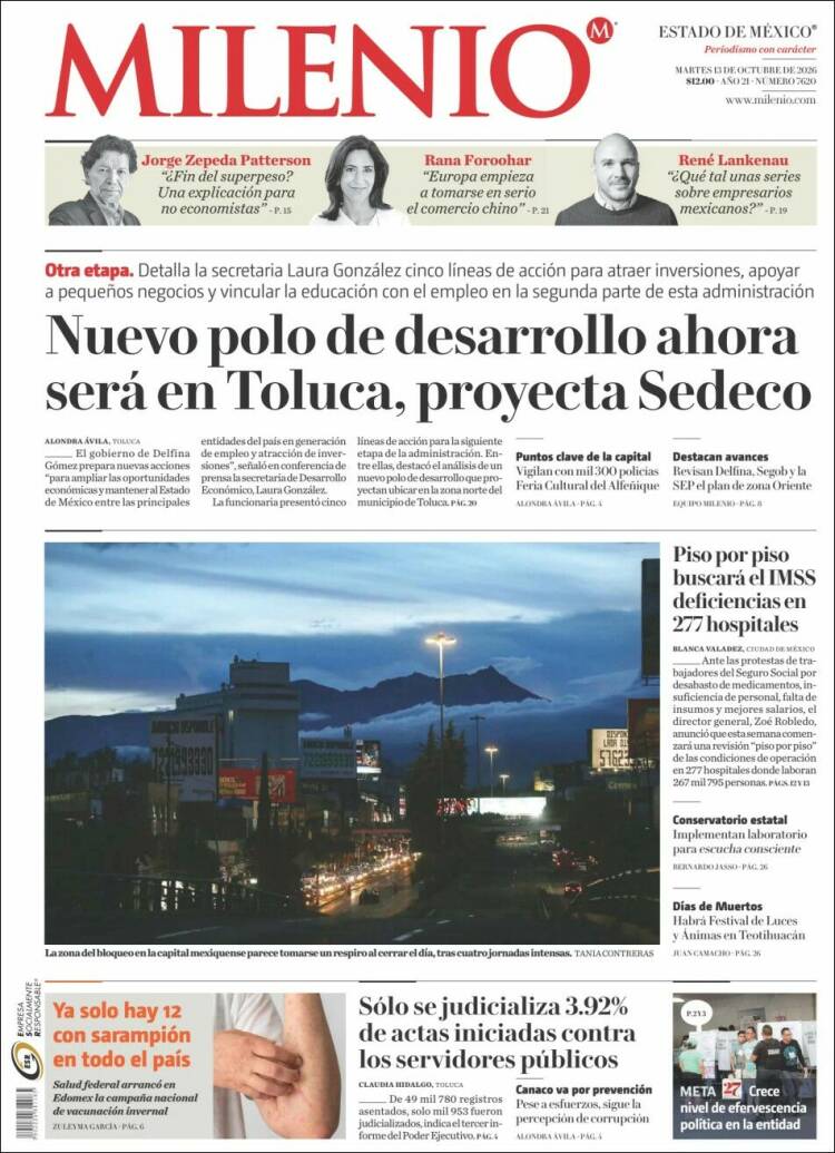 Portada de Milenio - Estado de México (M&eacute;xico)