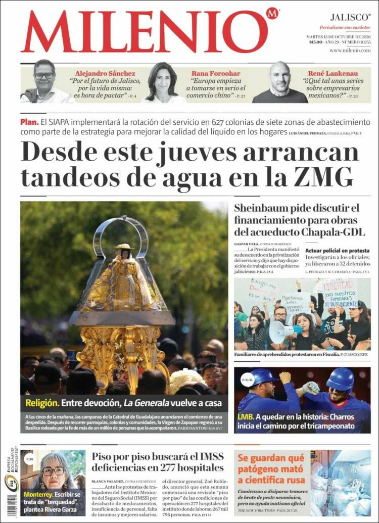 Portada de Milenio - Jalisco (M&eacute;xico)