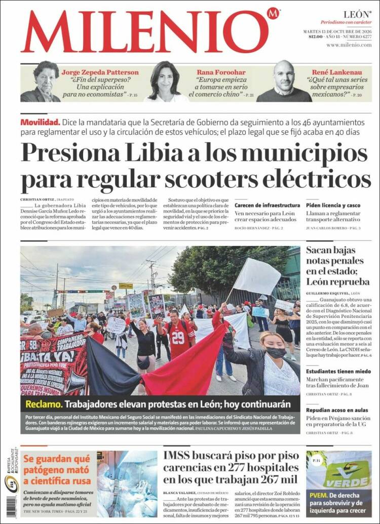 Portada de Milenio de León (Mexico)