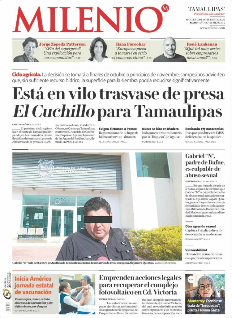 Portada de Milenio - Tamaulipas (M&eacute;xico)