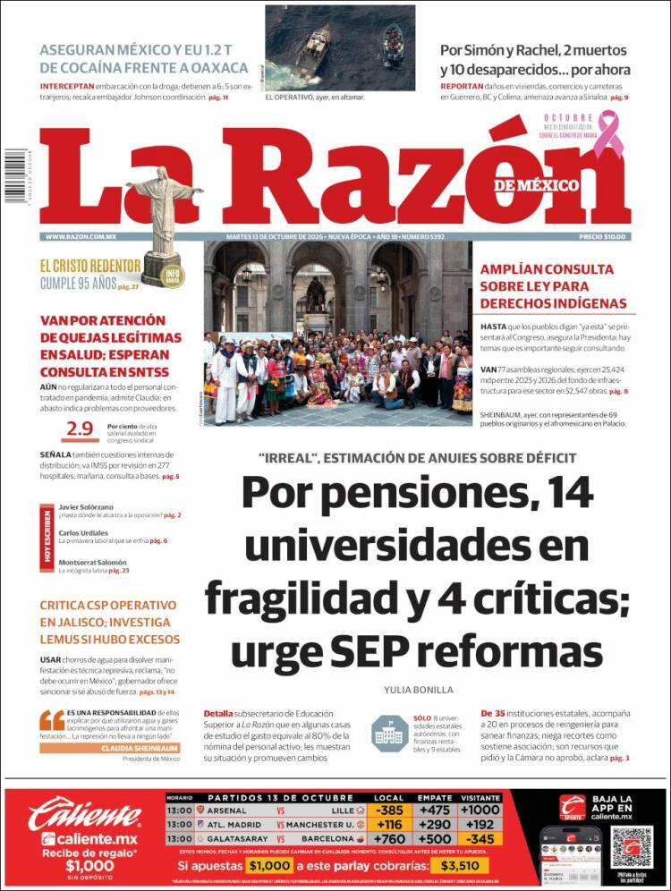 Portada de La Razón (M&eacute;xico)