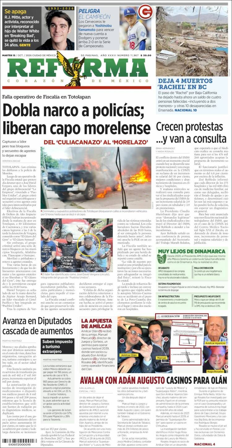 Portada de Reforma (M&eacute;xico)