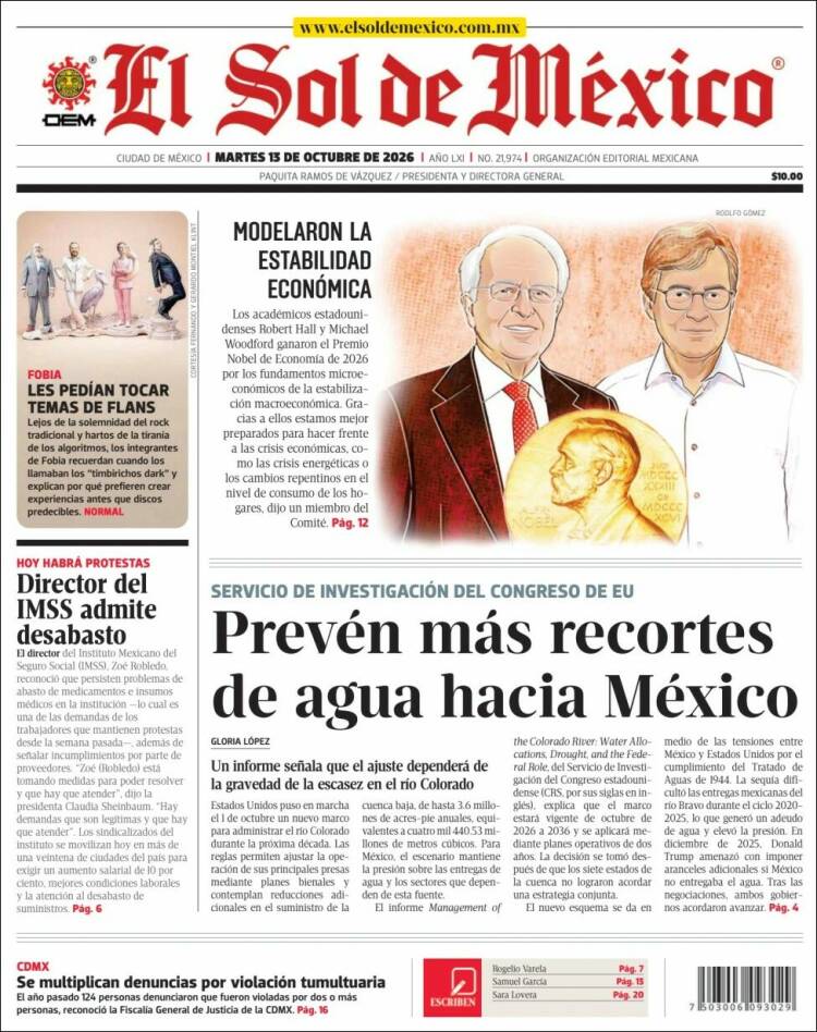 Portada de El Sol de México (M&eacute;xico)