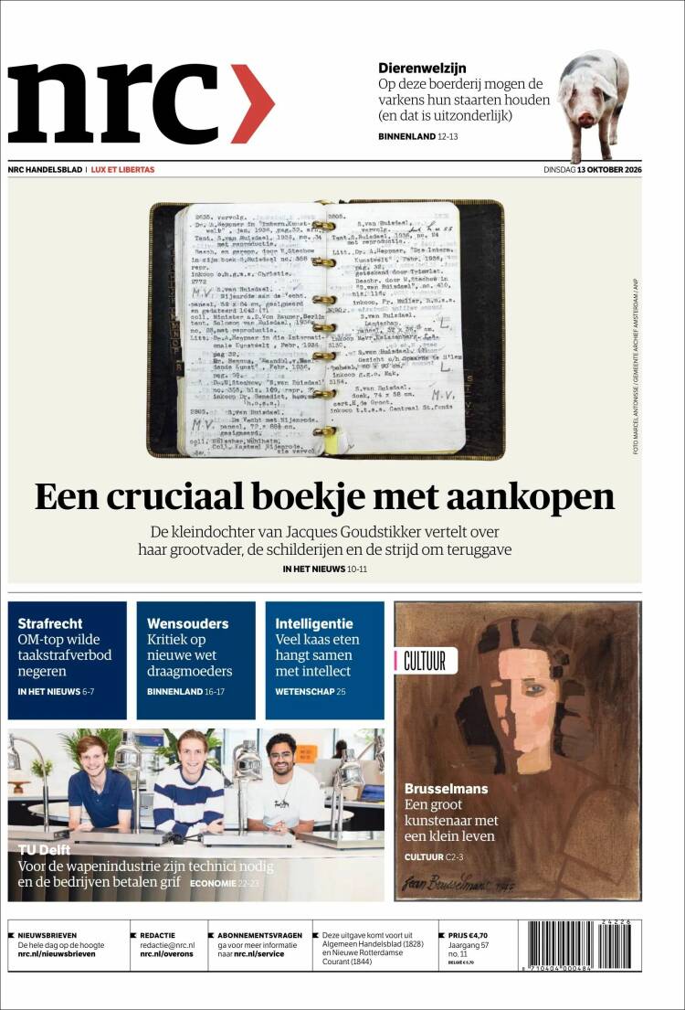 Portada de NRC Handelsblad (Pa&iacute;ses Bajos)