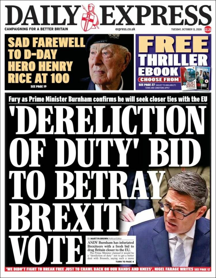 Portada de Daily Express (Reino Unido)